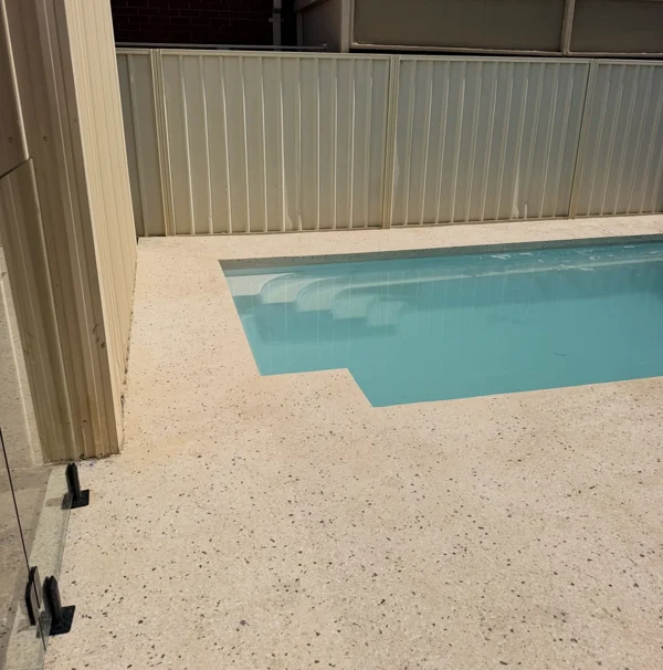 Concrete surround beside the Burton swimming pool